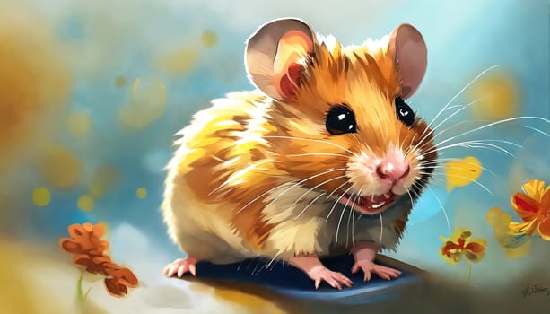 Interesting illustration of a hamster. Generative AI. High quality photo