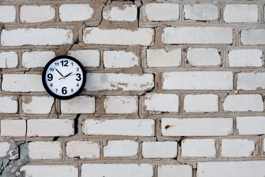 Clocks on a brick wall with free space