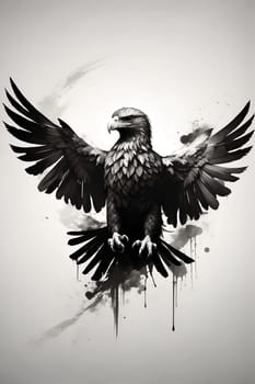 A black and white bird gracefully spreads its wings, showcasing its majestic beauty and strength.