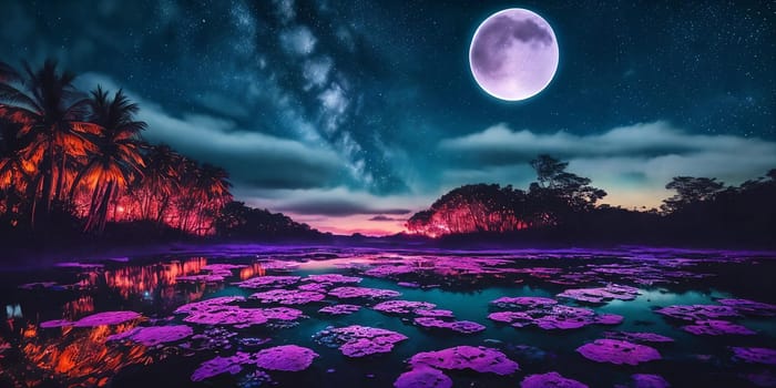 A breathtaking scene on Paradise fantasy planet