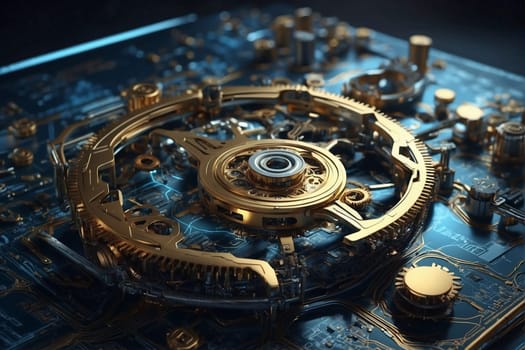This close up view showcases the intricate workings of a clock mechanism.