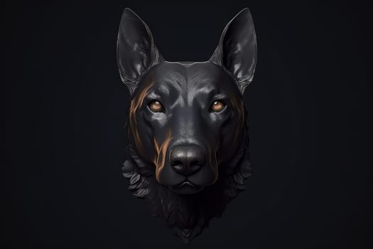 Black dog fantasy. Art animal portrait. Generate Ai