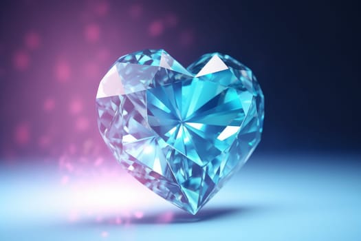 Blue diamond heart. Love gift. Generate Ai