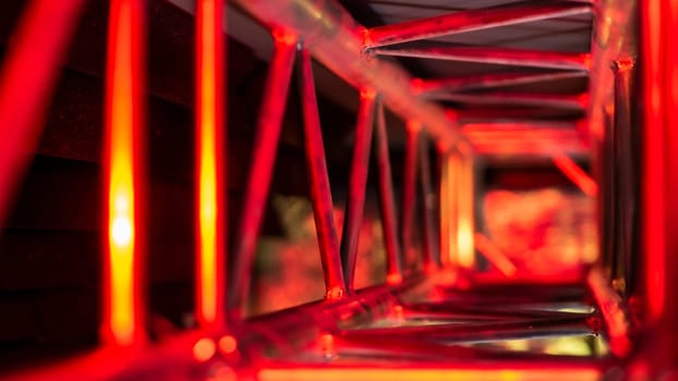 aluminum truss for lighting equipment illuminated with red light