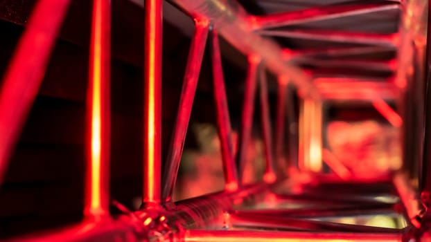 aluminum truss for lighting equipment illuminated with red light