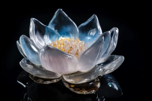 Gold glass lotus. Shiny form. Generate Ai