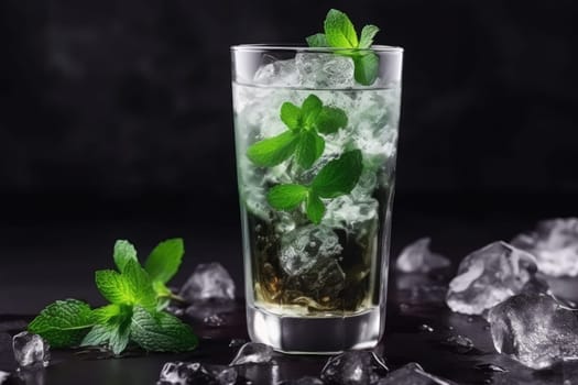 Winter ice cocktail. Fresh mint. Generate Ai