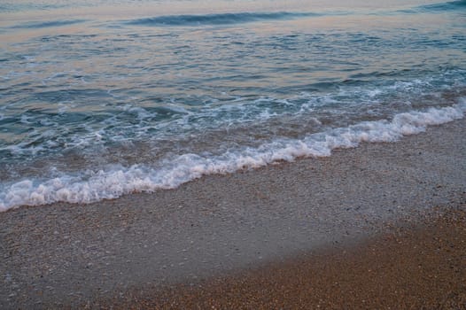 Beautiful sunrise scene on Alanya beach with view to famous Alanya island, in Turkey