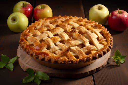 Fresh apple pie. Sweet fruit. Generate Ai