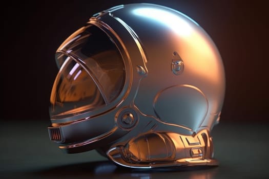 Glossy astronaut helmet. Travel space. Generate Ai