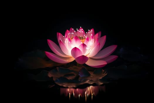 Spectral light lotus. Water pond floral. Generate Ai