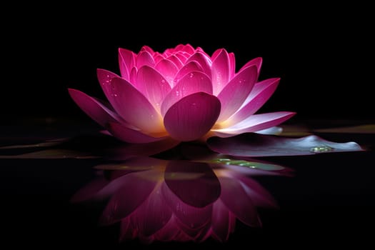 Spectral light pink lotus. Zen magic. Generate Ai