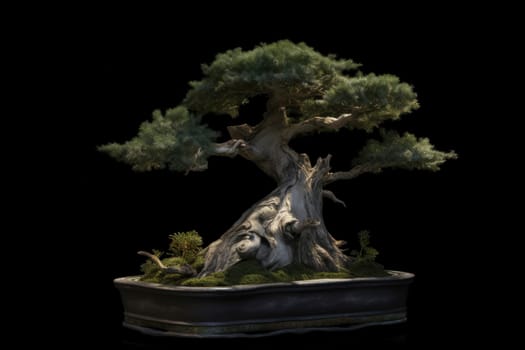 Nature bonsai tree. Pine pot china. Generate Ai