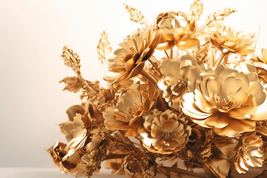 Gorgeous bouquet of gold flowers. Floral plant. Generate Ai