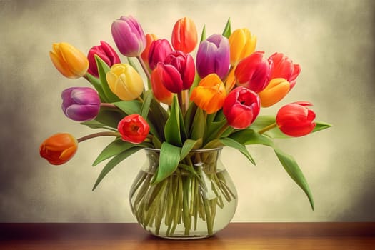 Tulip bouquet. Flower spring gift. Generate Ai