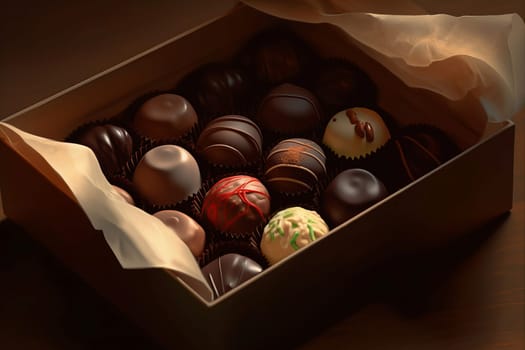 Chocolate box candies. Sweet dessert. Generate Ai