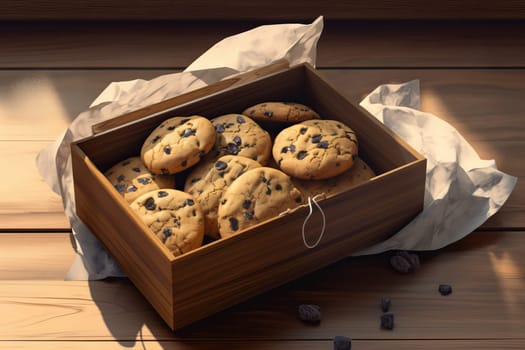 Homemade cookies box. Sweet dessert. Generate Ai