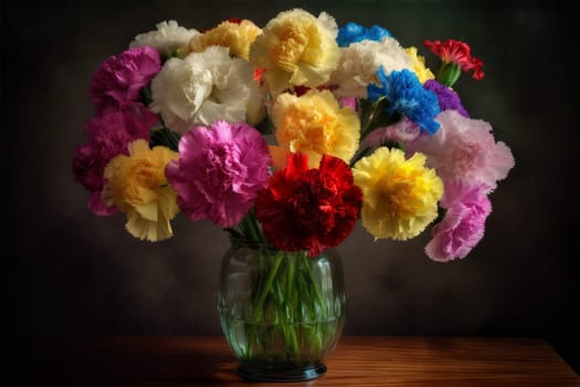 Carnations vase. Floral spring nature. Generate Ai