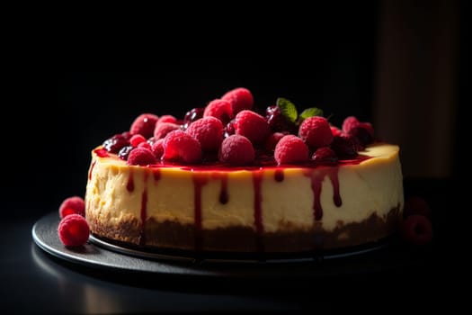 Cheesecake berries dessert. Fruit bakery. Generate Ai