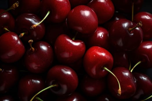 Eco cherries background. Summer nature food. Generate Ai