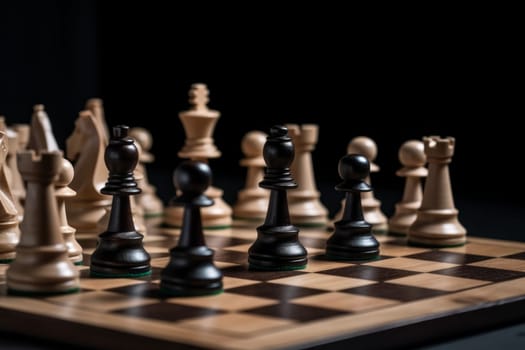 Chess figures on chessboard. Fight figure. Generate Ai