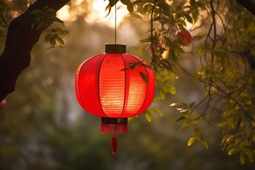 Chinese lantern light. Asian decoration. Generate Ai