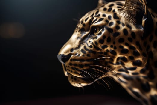 Gold leopard head. African carnivore. Generate Ai