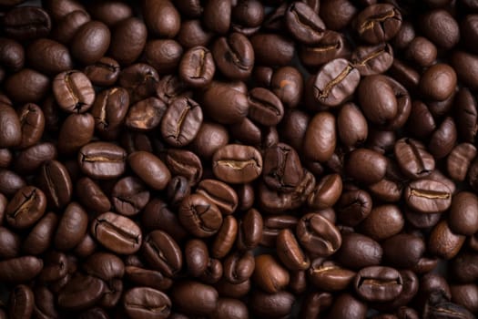Coffee beans dark background. Mocha food. Generate Ai