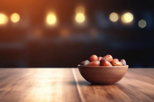 Dates fruit on table. Snack dry. Generate Ai