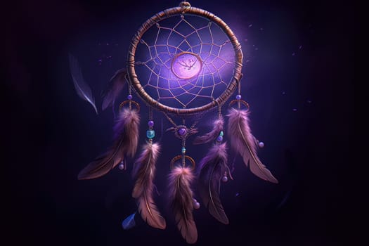 Dream catcher. Boho feather tribal. Generate Ai