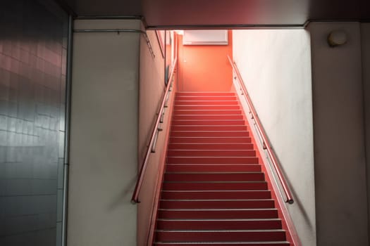 Red emergency staircase. Business wall interior. Generate Ai