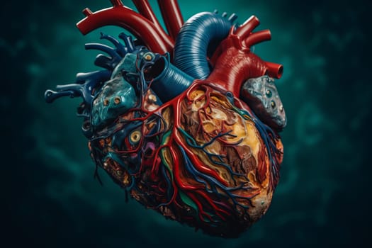 Realistic heart. Medicine blood aorta. Generate Ai
