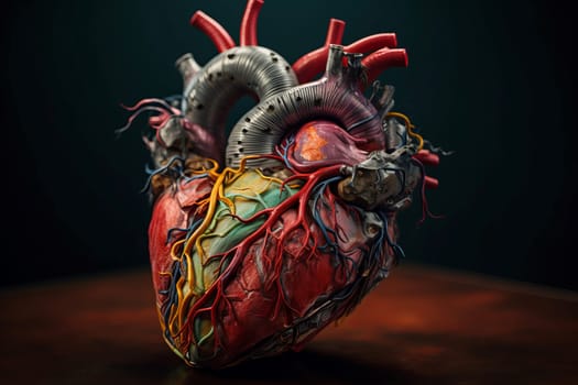 Colorful realistic heart. Care muscle organ. Generate Ai