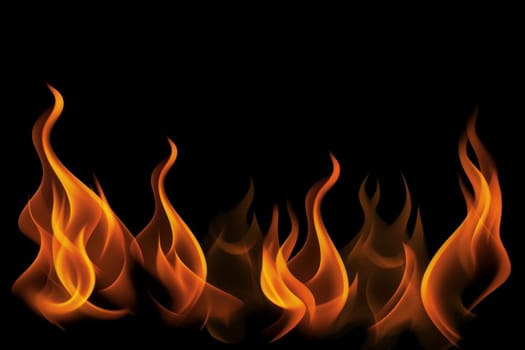 Flames on black background. Fire burn. Generate Ai
