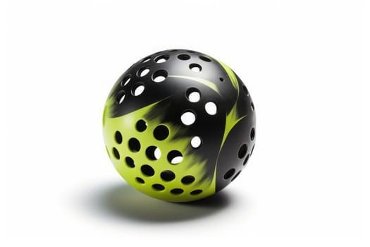 Green black floorball ball. Training equipment. Generate Ai
