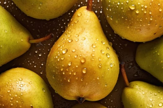 Fresh pear background. Agriculture market. Generate Ai