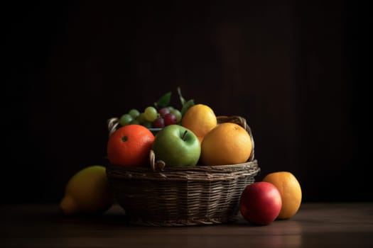 Fruit basket organic. Nutrition harvest. Generate Ai