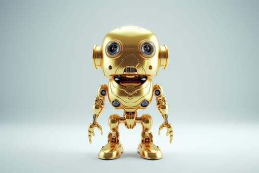 Funny golden robot. Star figure. Generate Ai
