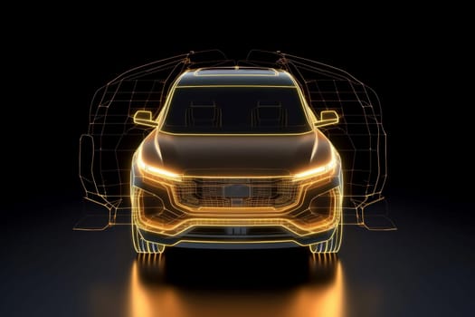 Golden suv car. Automotive design. Generate Ai