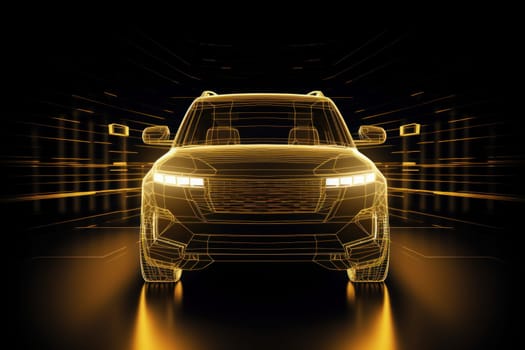 Golden suv car project. Drive travel concept. Generate Ai