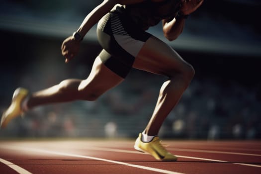 Male sprinter sport. Training speed. Generate Ai