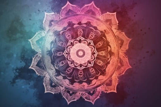 Mandala drawing watercolor colorful. Texture design. Generate Ai