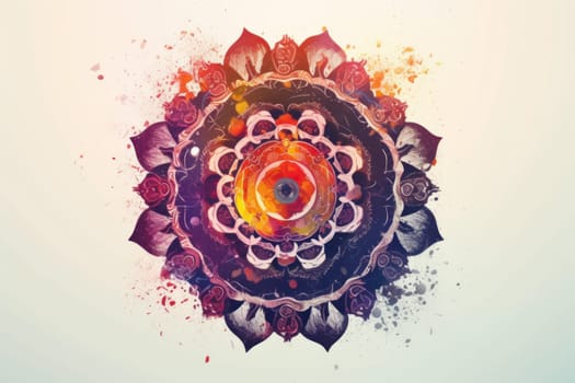 Mandala watercolor. Arabic shape ornamental. Generate Ai