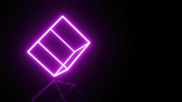 Purple neon cube. Computer generated 3d render