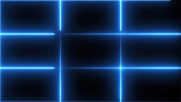 Blue neon grid. Computer generated 3d render