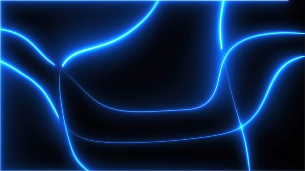 Waving neon blue lines. Computer generated 3d render