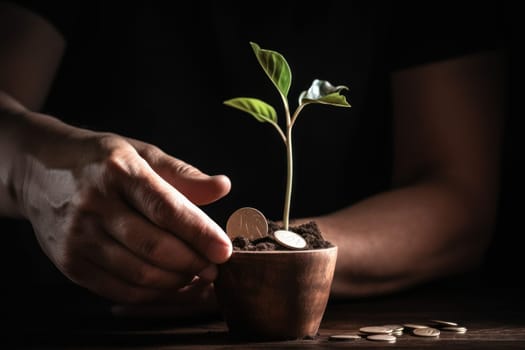 Home plant coin pot. Success finance. Generate Ai