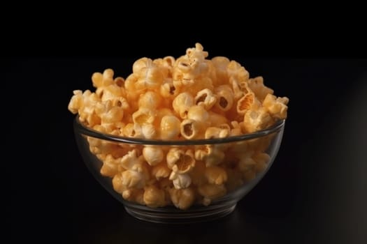 Fresh popcorn bowl. Snack dish view. Generate Ai