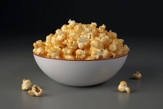 Cheese popcorn bowl. Tasty shot. Generate Ai