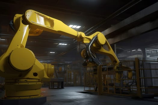 Robotic arm industrial. Machine production. Generate Ai